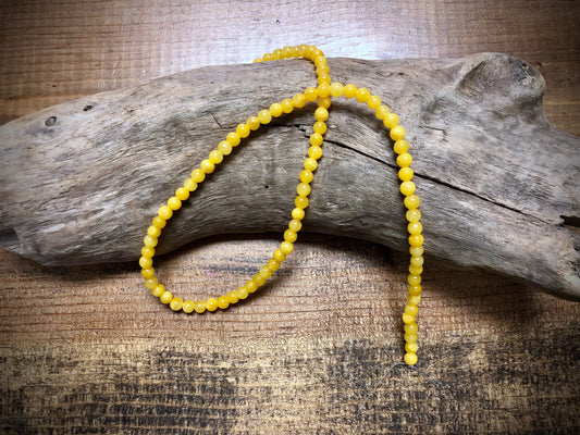 Dyed Jade Smooth Rounds - Yellow - 4mm - 15.5"