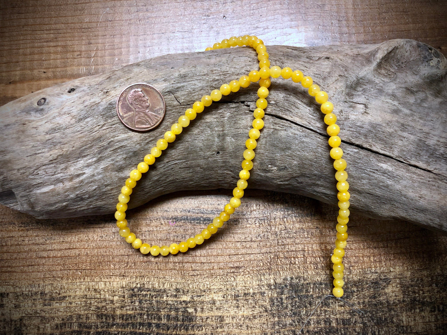 Dyed Jade Smooth Rounds - Yellow - 4mm - 15.5"