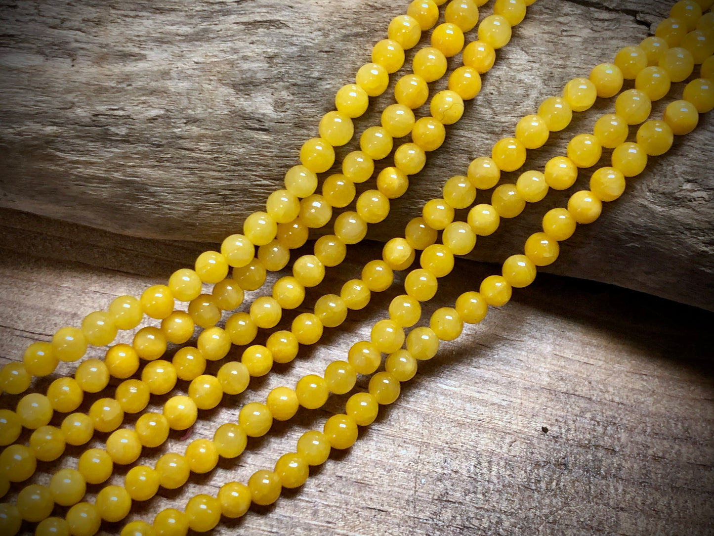 Dyed Jade Smooth Rounds - Yellow - 4mm - 15.5"