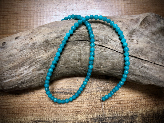 Dyed Jade Smooth Rounds - Teal - 4mm - 15.5"