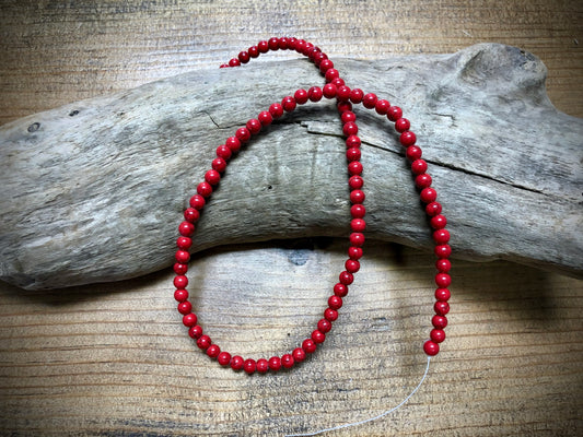 Dyed Jade Smooth Rounds - Red - 4mm - 15.5"