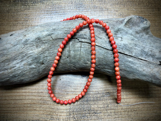 Dyed Jade Smooth Rounds - Coral - 4mm - 15.5"