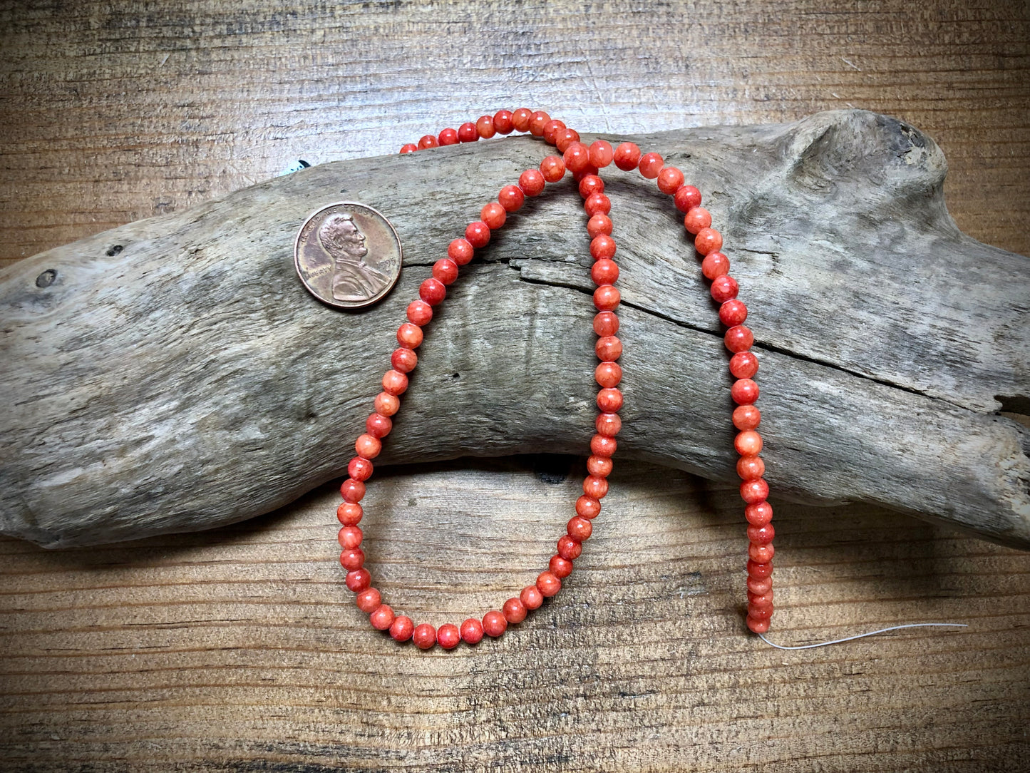 Dyed Jade Smooth Rounds - Coral - 4mm - 15.5"