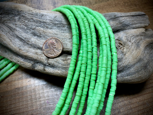 Polymer Clay Bead Strand - Green - 4mm Discs