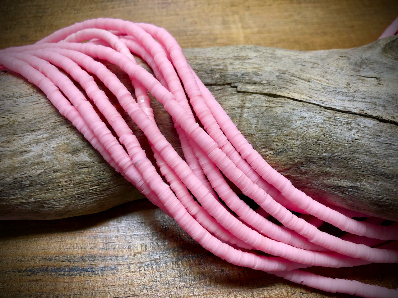 Polymer Clay Bead Strand - Pink - 4mm Discs