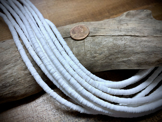 Polymer Clay Bead Strand - White - 4mm Discs