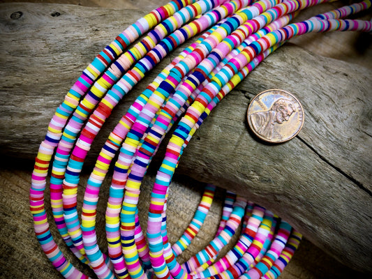 Polymer Clay Bead Strand - Mixed - 4mm Discs