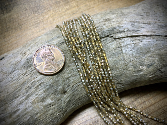 Thunder Polish Glass Faceted Rounds Strand - Rainbow Gold - 2mm - 14”