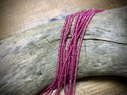 Thunder Polish Glass Faceted Rounds Strand - Pink - 2mm - 14”