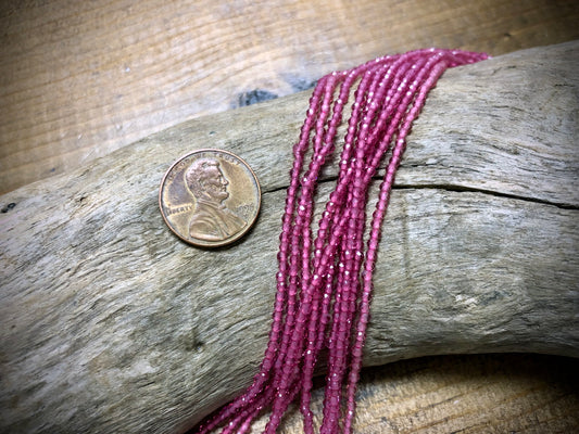 Thunder Polish Glass Faceted Rounds Strand - Pink - 2mm - 14”