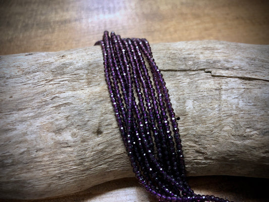 Thunder Polish Glass Faceted Rounds Strand - Violet - 2mm - 14”