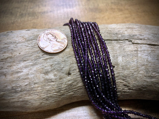 Thunder Polish Glass Faceted Rounds Strand - Violet - 2mm - 14”