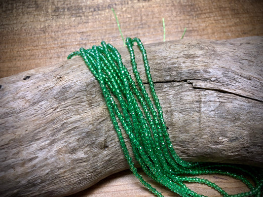 Thunder Polish Glass Faceted Rounds Strand - Peridot Green - 2mm - 14”