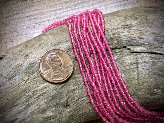 Thunder Polish Glass Faceted Rounds Strand - Light Pink - 2mm - 14”