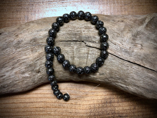 Electro-Coated Lava Bead Strand - Gunmetal - 6mm - 8”