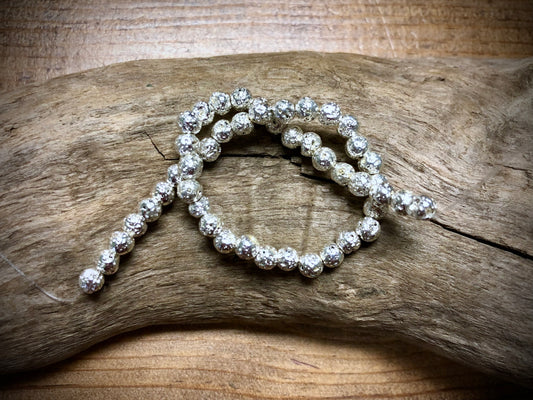 Electro-Coated Lava Bead Strand - Silver - 4mm - 8”