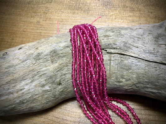 Thunder Polish Glass Faceted Rounds Strand - Pink - 3mm - 14”