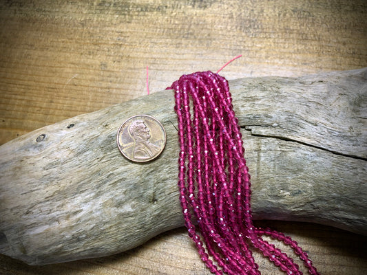 Thunder Polish Glass Faceted Rounds Strand - Pink - 3mm - 14”