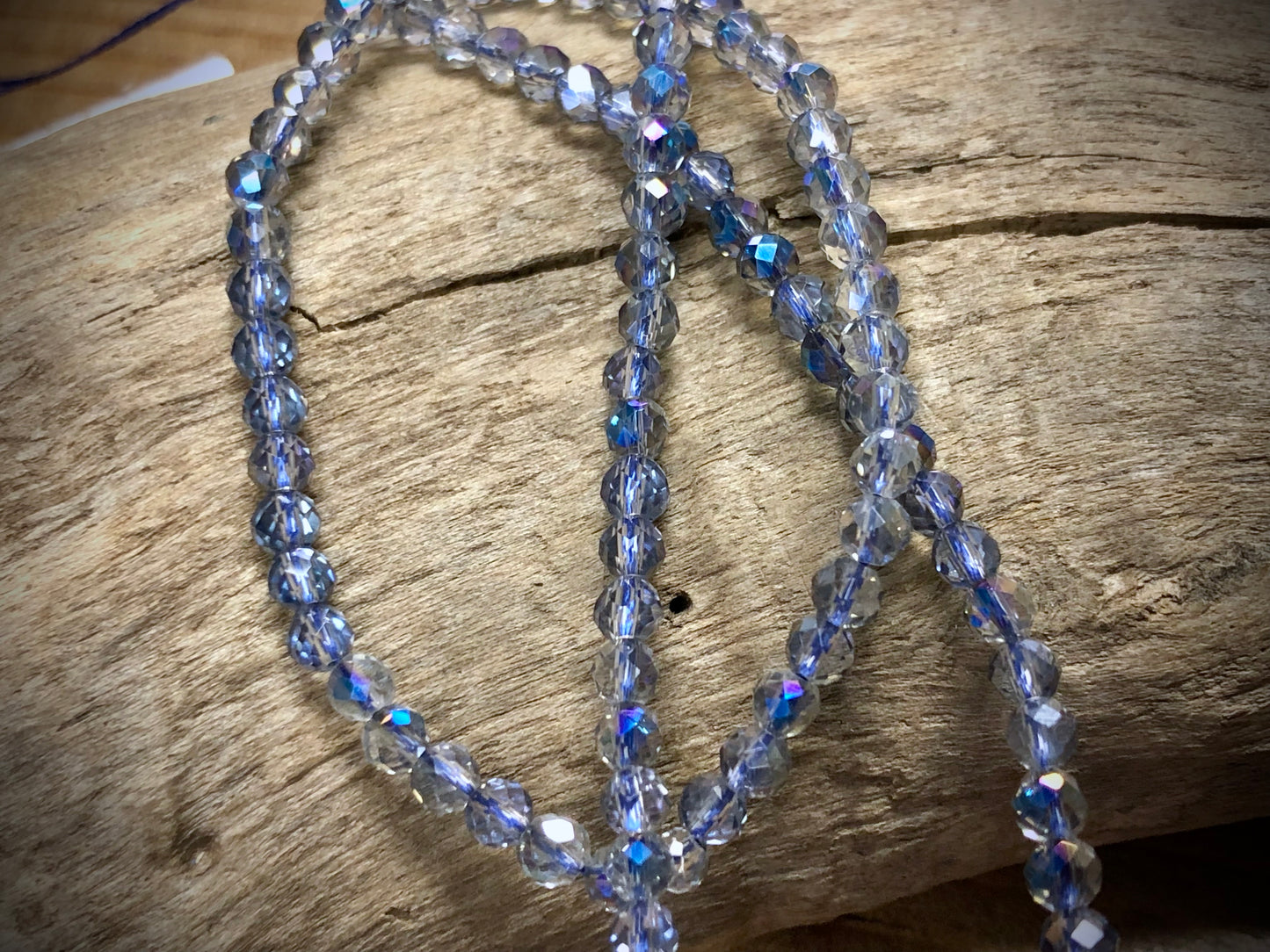 Thunder Polish Glass Faceted Rounds Strand - Magic Blue AB - 3mm - 14”