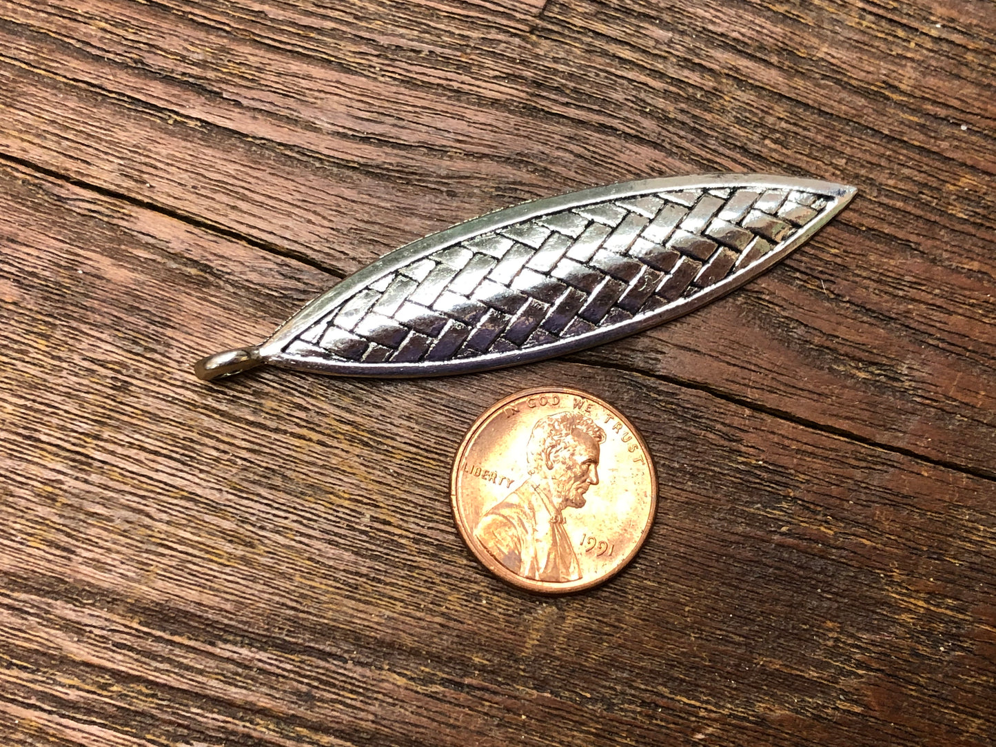 Pewter Woven Feather - 4357