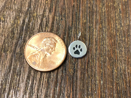 Silver Plated Bronze Paw Print Charm