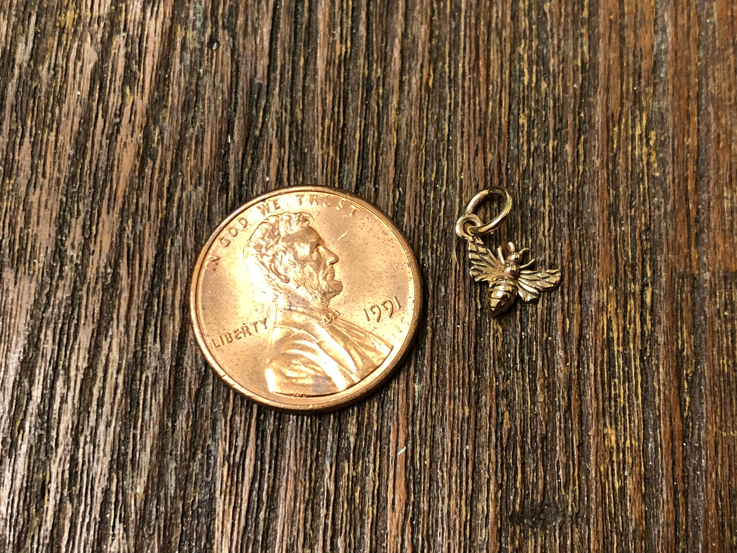 Tiny Bronze Honeybee Charm