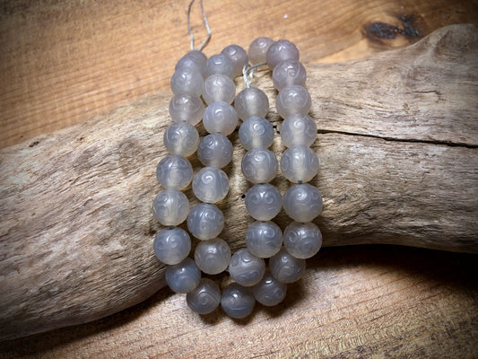 Hand Carved Grey Agate Rounds