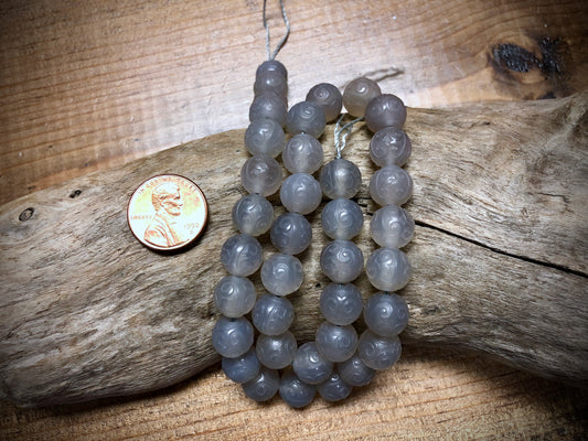 Hand Carved Grey Agate Rounds