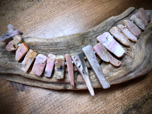 Graduated Pink Opal Sticks - 47mm x 14mm to 19mm x 9mm - 9" Strand