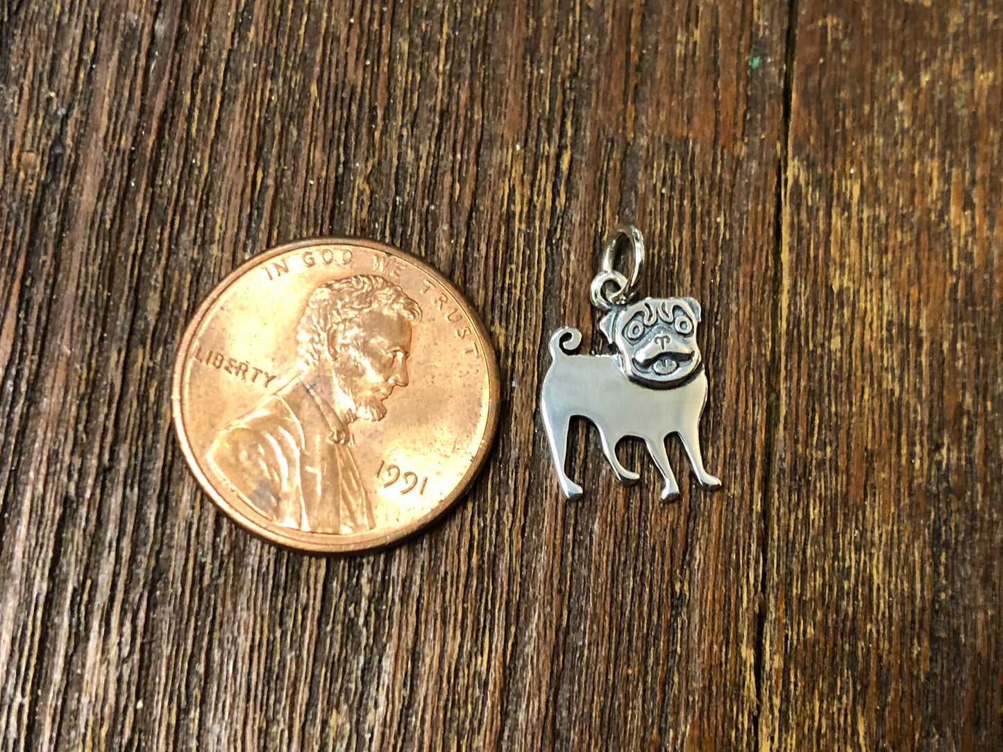 Sterling Silver Pug Dog Charm