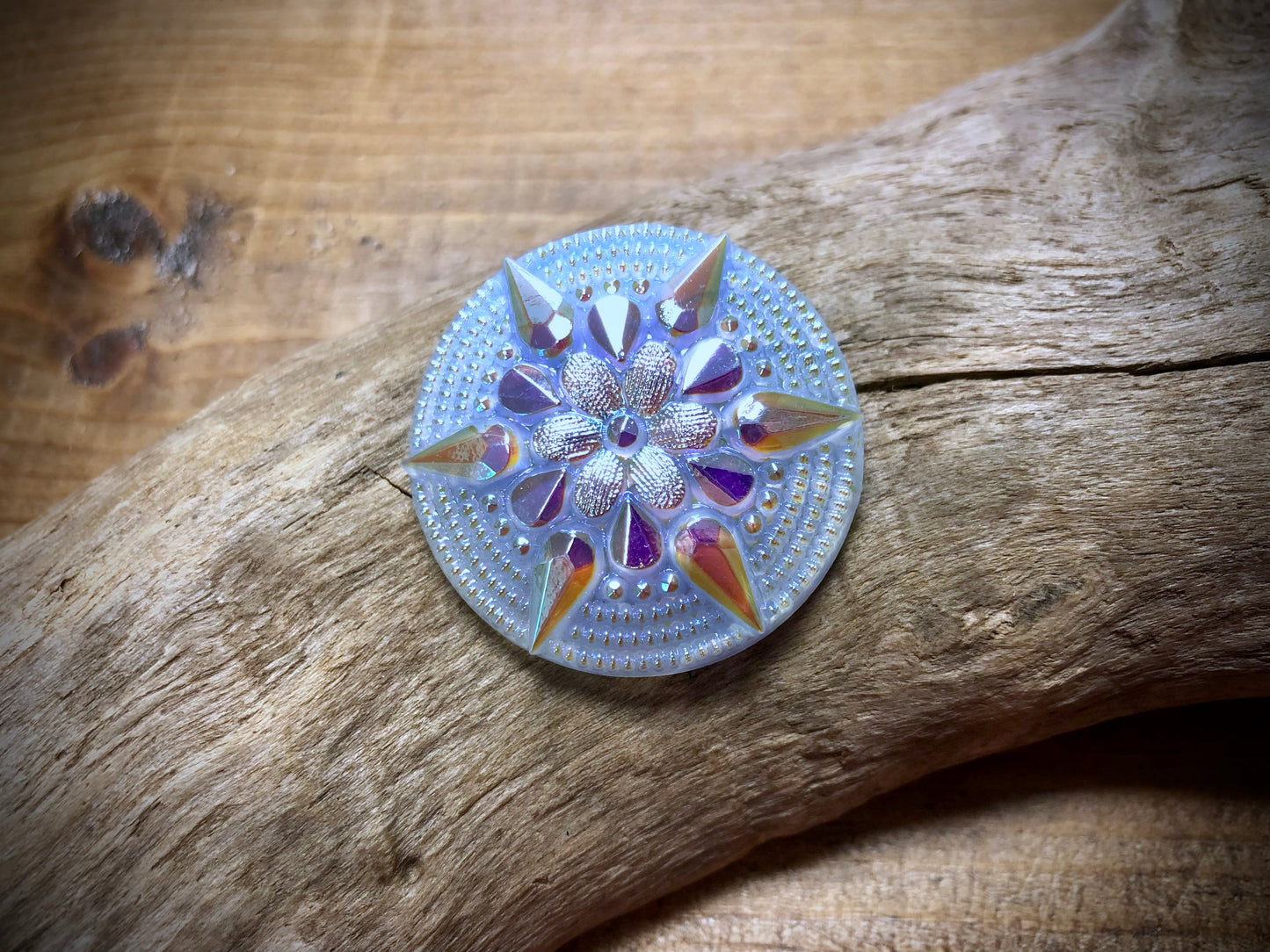 Czech Glass Shank Button - Blue Star - 36mm