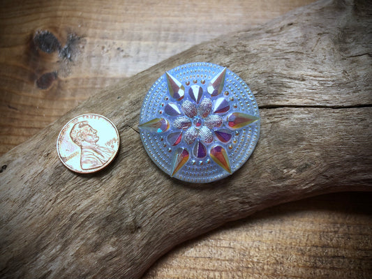Czech Glass Shank Button - Blue Star - 36mm