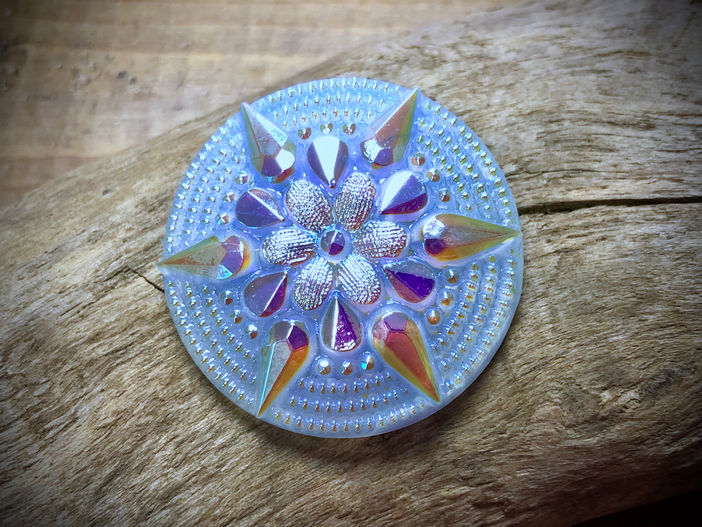 Czech Glass Shank Button - Blue Star - 36mm
