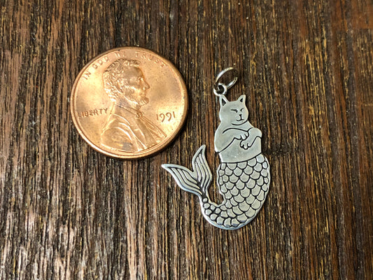 Sterling Silver "Purr-Maid" Cat Mermaid Charm