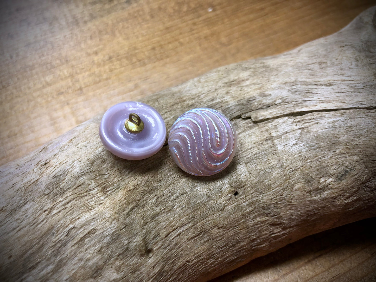 Czech Glass Shank Button - Purple Swirl - 18mm