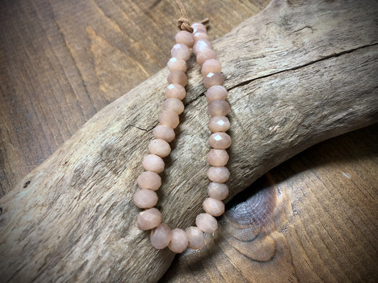 Peach Moonstone - 8mm - Diamond Cut Rondelle