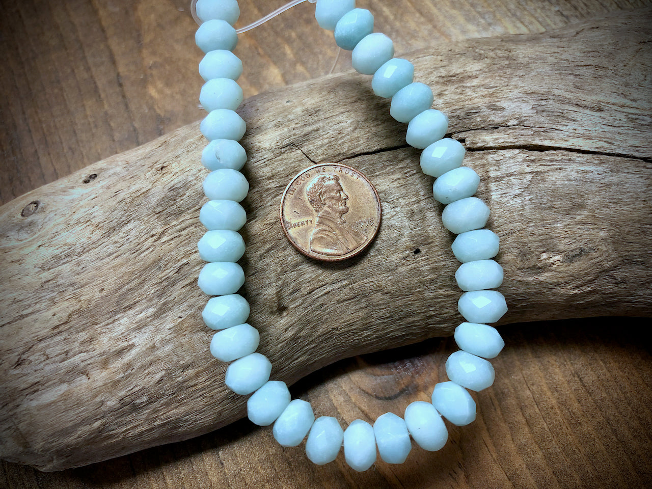 Amazonite Faceted Rondelles Bead Strand - 8mm - 8"
