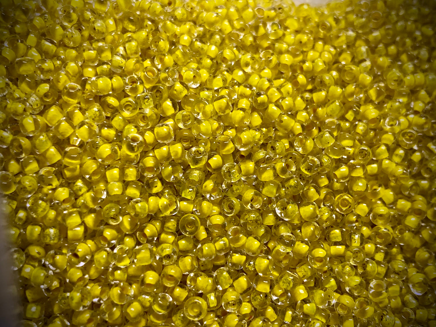 Vintage Venetian Seed Beads - 10/0 - Color Lined Yellow