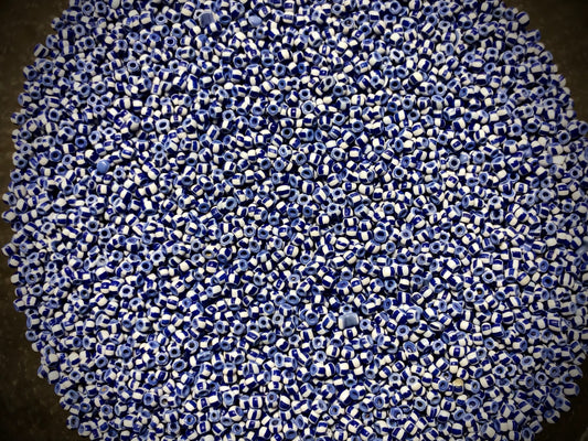 Vintage Venetian Seed Beads - 12/0 - Blue and White Stripe