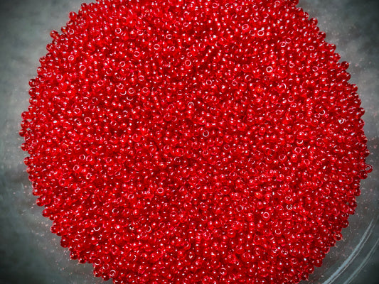 Vintage Venetian Seed Beads - 11/0 - Transparent Scarlet Red