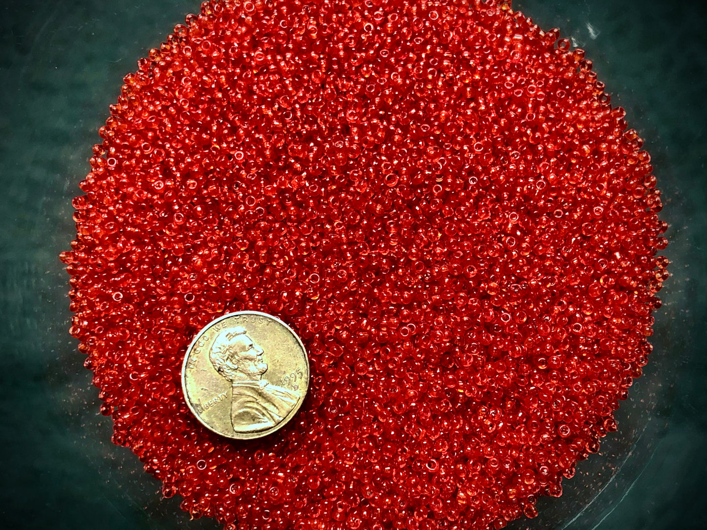 Vintage Venetian Seed Beads - 11/0 - Transparent Red