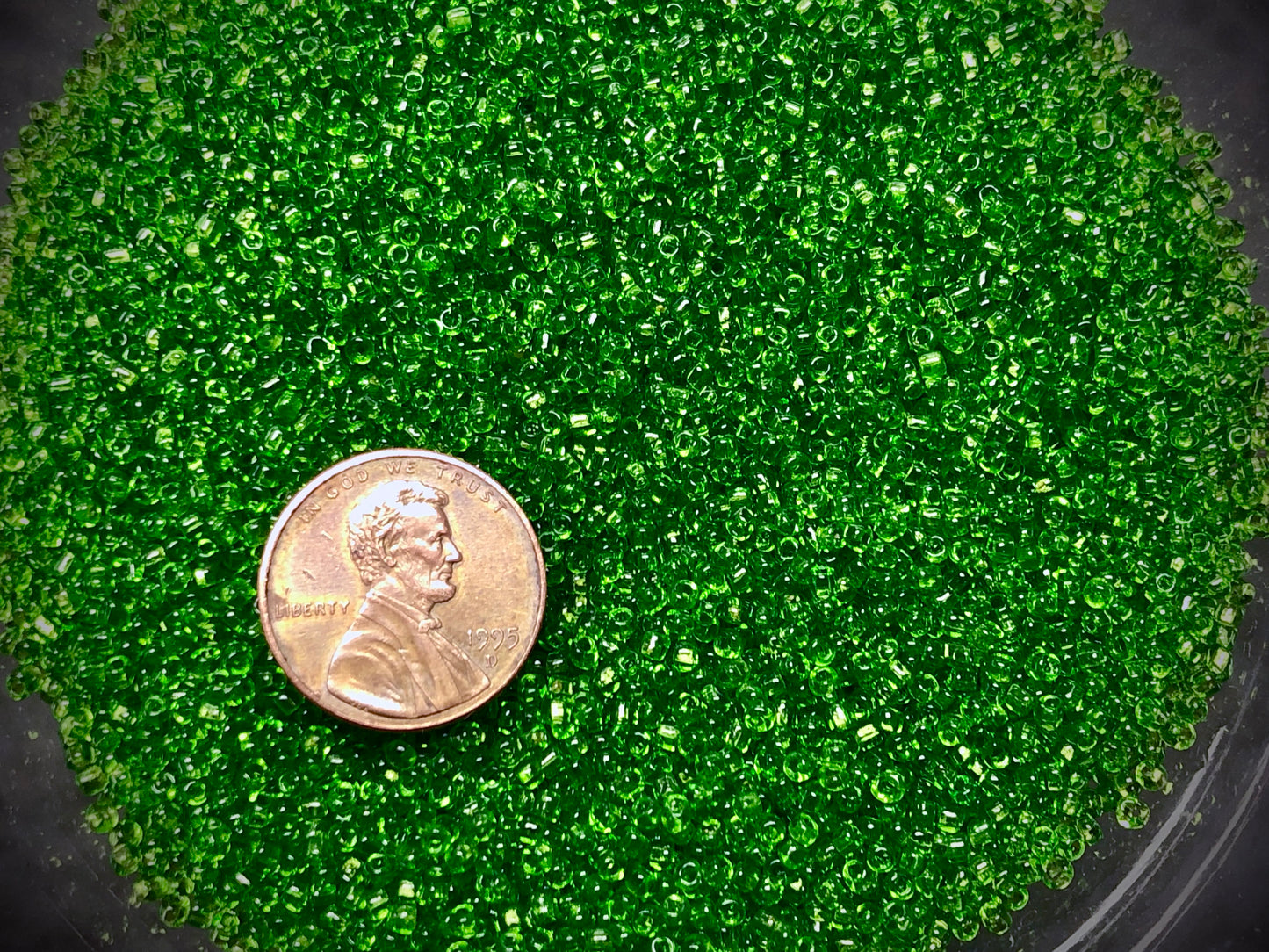 Vintage Venetian Seed Beads - 11/0 - Transparent Green