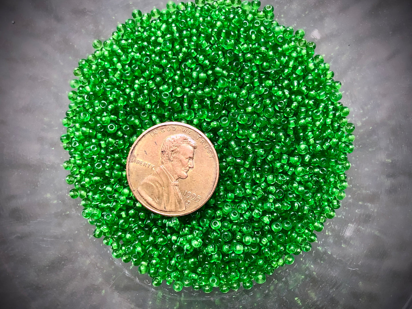 Vintage Venetian Seed Beads - 11/0 - Transparent Light Green