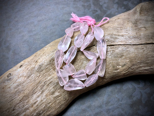 Rose Quartz Small Faceted Nuggets - 10”