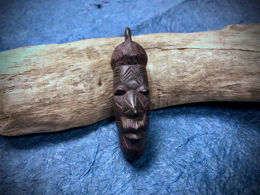 Hand Carved Wooden African Mask Pendant