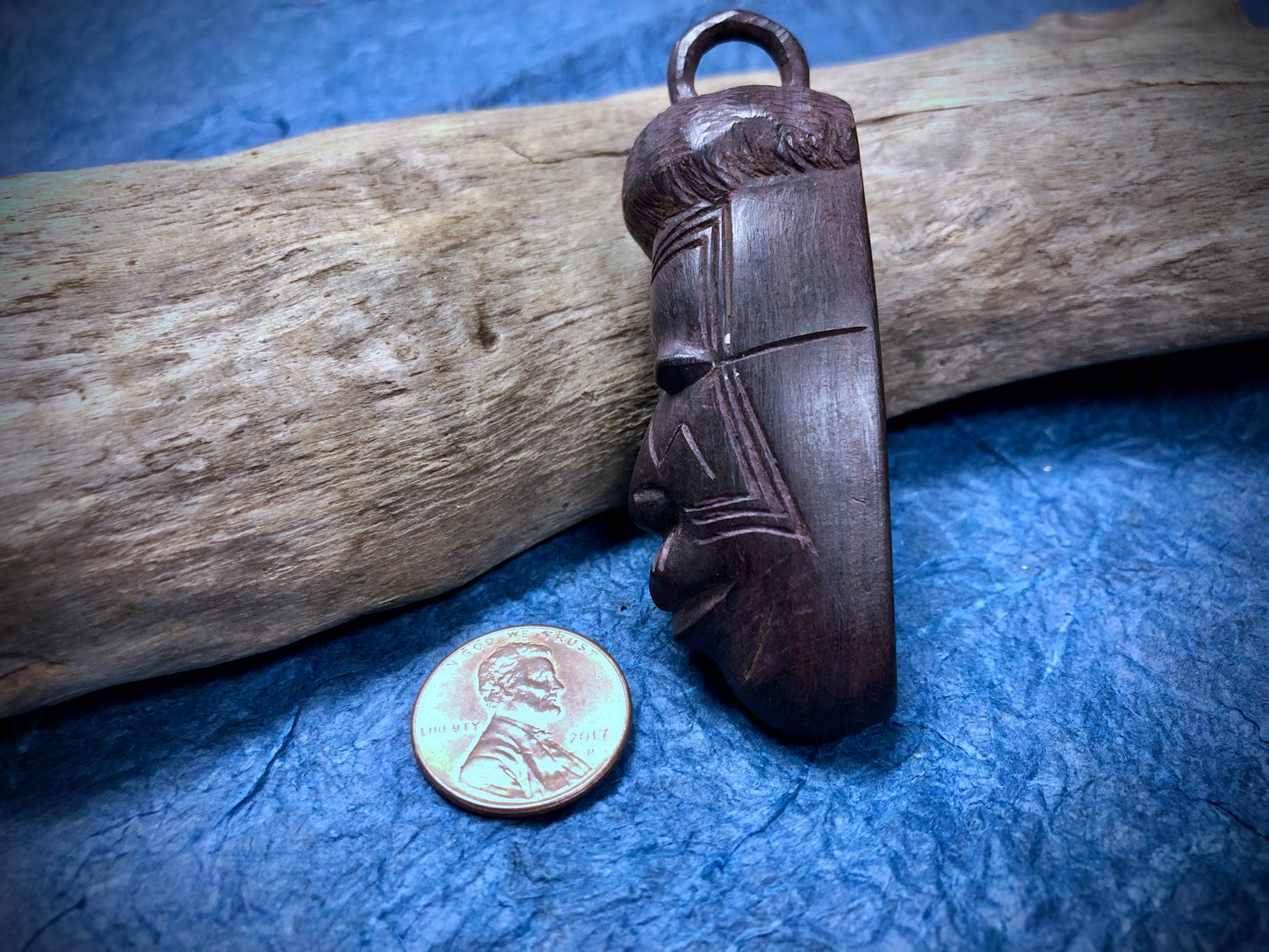 Hand Carved Wooden African Mask Pendant