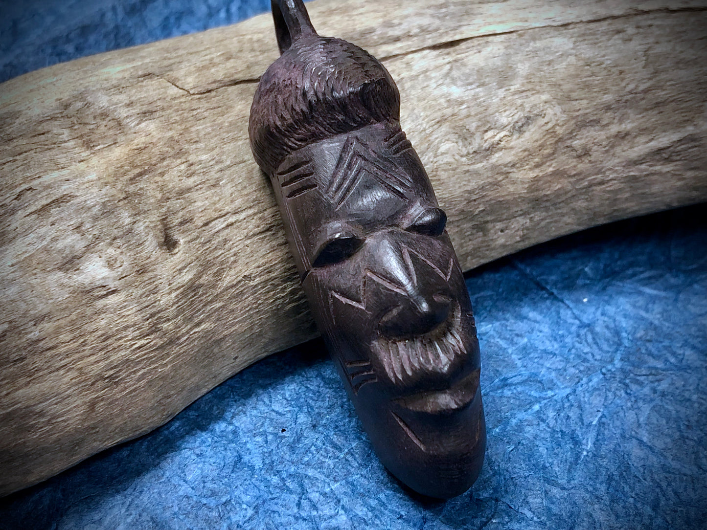 Hand Carved Wooden African Mask Pendant