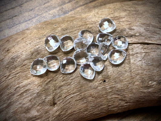 Vintage Czech Glass Faceted Briolette Bead - 9mm x 8mm - Crystal