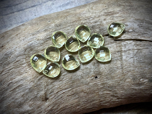 Vintage Czech Glass Faceted Briolette Bead - 9mm x 8mm - Daffodil Yellow