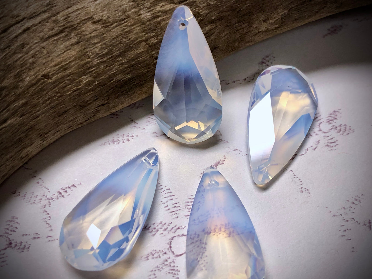 European Crystal Air Opal Drop Pendant - 24mm x 12mm